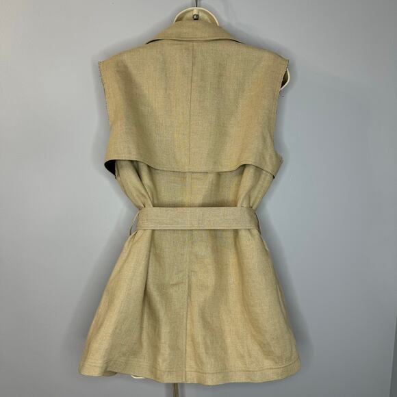 Theory Women's Katara Linen Vest Belted Sleeveless Flax Safari Natural Women's L - Picture 4 of 14